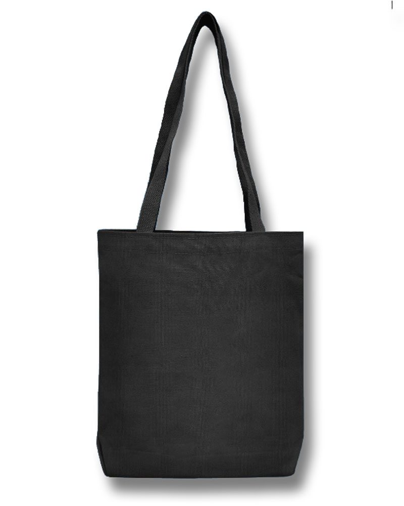 Plain tote bag, black cotton canvas, unprinted, blank