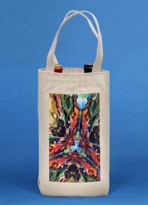 2 bottle cotton canvas wine bag custom printed with heat transfer