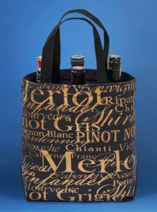 6 bottle cotton canvas wine bag custom printed in gold foil