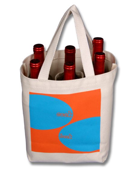 Custom printed canvas 6-bottle bags
