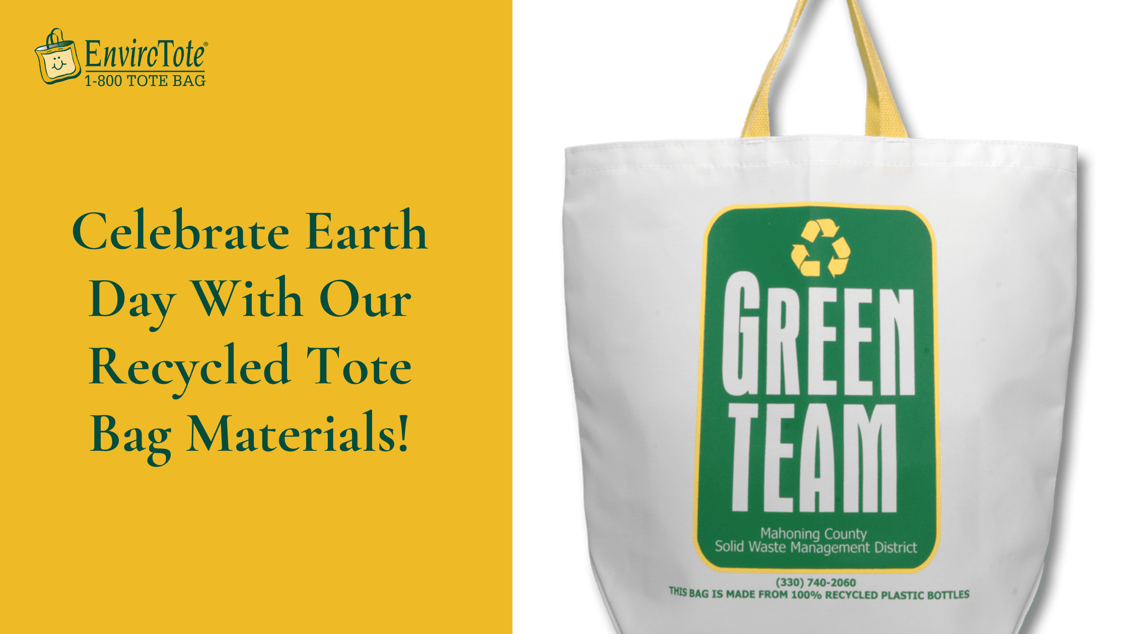 Discover eco-friendly tote bags made from sustainable materials at Enviro-Tote's e-cycling line. Choose from organic cotton, recycled cotton, and Bottle Bag™ material, crafted entirely from recycled PET plastic bottles. Celebrate Earth Day with us and explore our unique fabrics today!